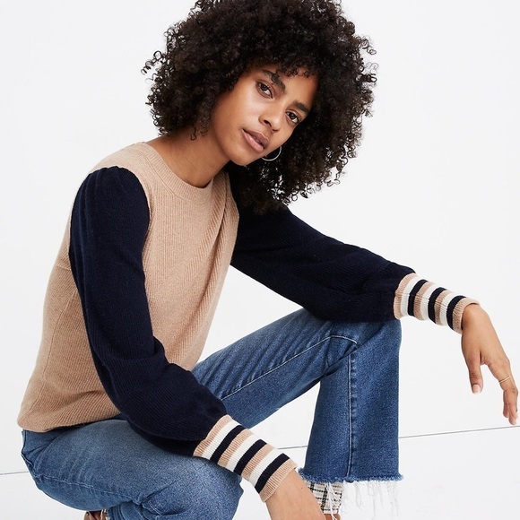 Madewell Colorblock Baybrook Pullover Sweater - Picture 1 of 7